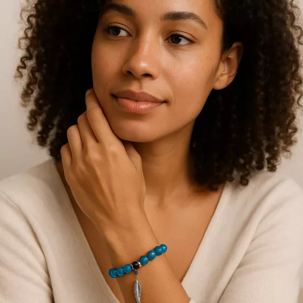 Bracelet Alafia <br> Pierres Apatite bleue et Onyx