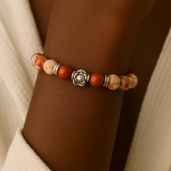 Bracelet Ewé - Pierres Jaspe netstone et Jaspe rouge