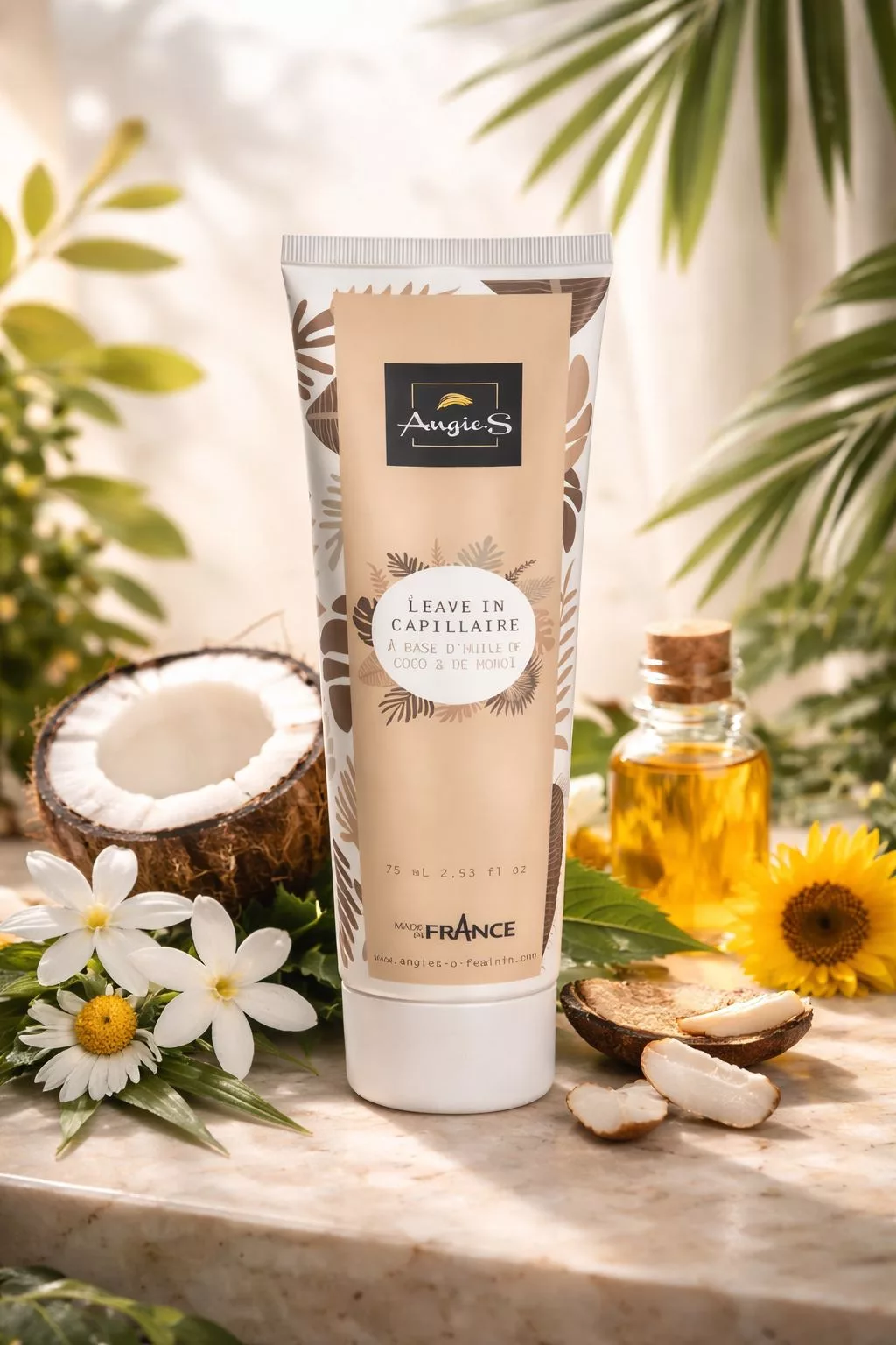 Leave-in capillaire coco monoï Angie.S - soin cheveux sans rinçage